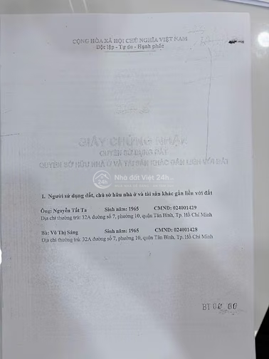 CHÍNH CHỦ CẦN BÁN NHÀ TÂN BÌNH
