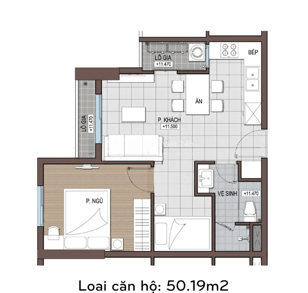 Cho thuê căn hộ Conic Riverside, 1PN1W, vào ở liền