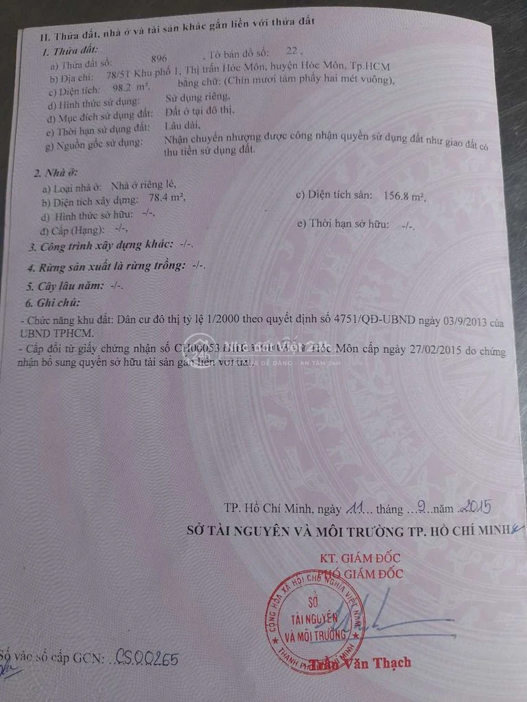 BÁN NHÀ TẠI TT HÓC MÔN