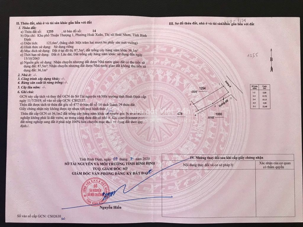 Đất ở gần chợ, bệnh viện Bồng Sơn