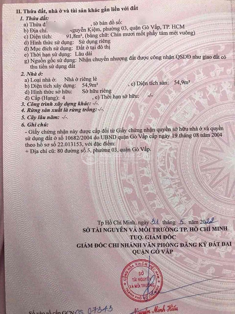 1 Sẹc Nguyễn Kiệm 92m2 - 9.2 tỷ - Ngang 6m - Xe hơi thông