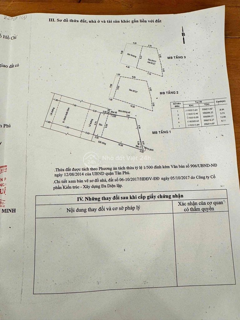 MT 23 Kênh Nước Đen. 6x13m2. 3 Lầu. Sử dụng 6x18m. Giá 11.9 tỷ TL