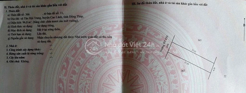 Bán nền đất thổ cư mặt tiền đường ĐT850