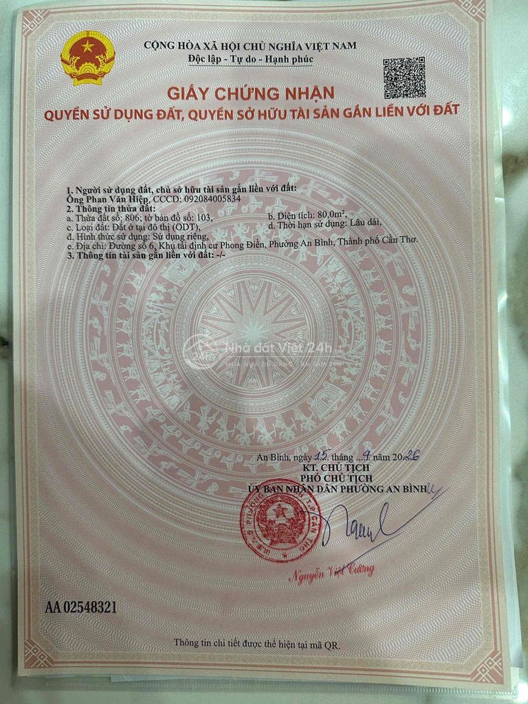 Tái định cư Vàm Sáng Phong Điền, P An Bình, Tp Cần Thơ
