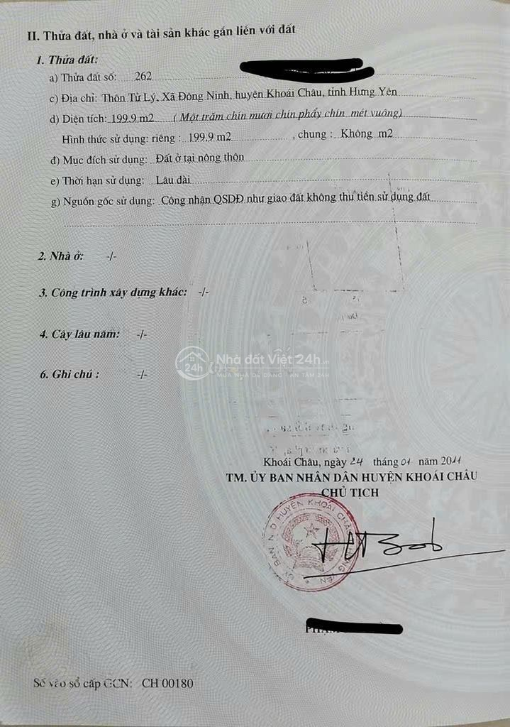 LÔ ĐẤT FULL THỔ CƯ THÔN TỬ LÝ- ĐÔNG NINH- KHOÁI CHÂU - HƯNG YÊN( cũ)