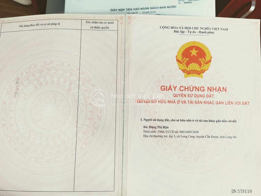 CHÍNH CHỦ BÁN ĐẤT THỔ CƯ XÃ LONG CANG – CẦN ĐƯỚC, LONG AN