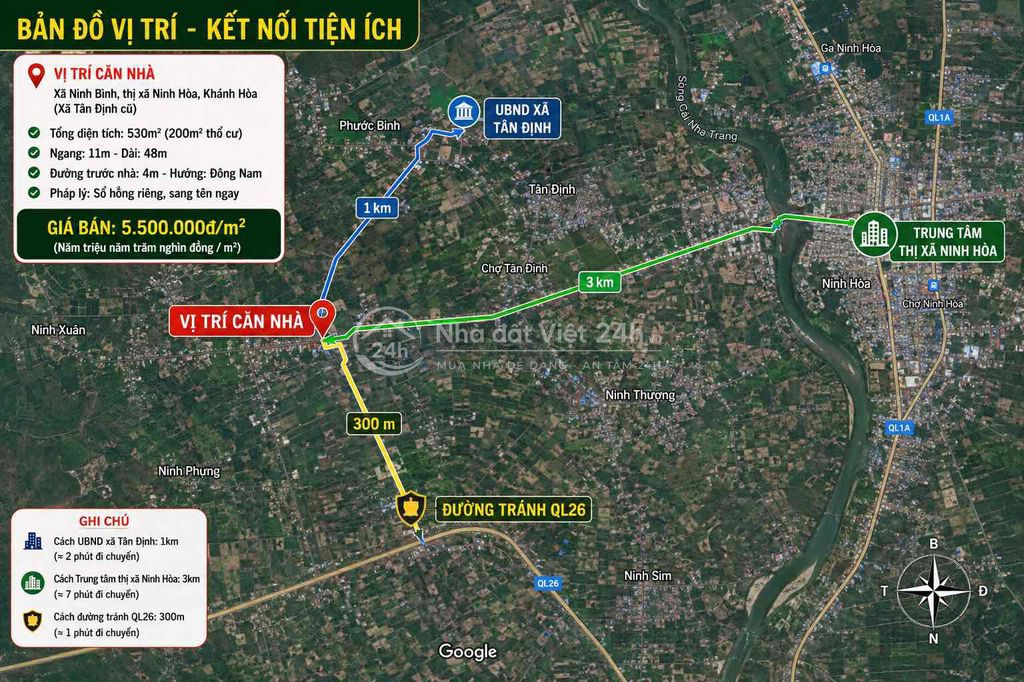 BÁN GẤP NHÀ TÂN ĐỊNH NINH HOÀ GIÁ CHỈ 5.5 TRIỆU/m2