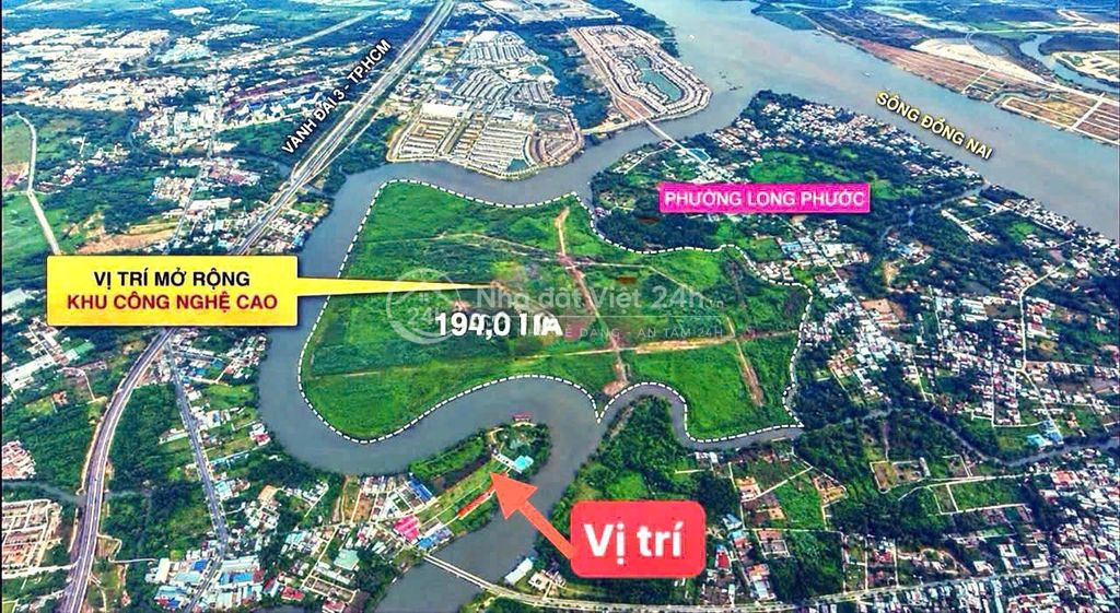 Lỗ 500Triệu Bán 52m2 Đất 3 mặt Giáp Sông, Đường Long Thuận Giá 2,5 Tỷ