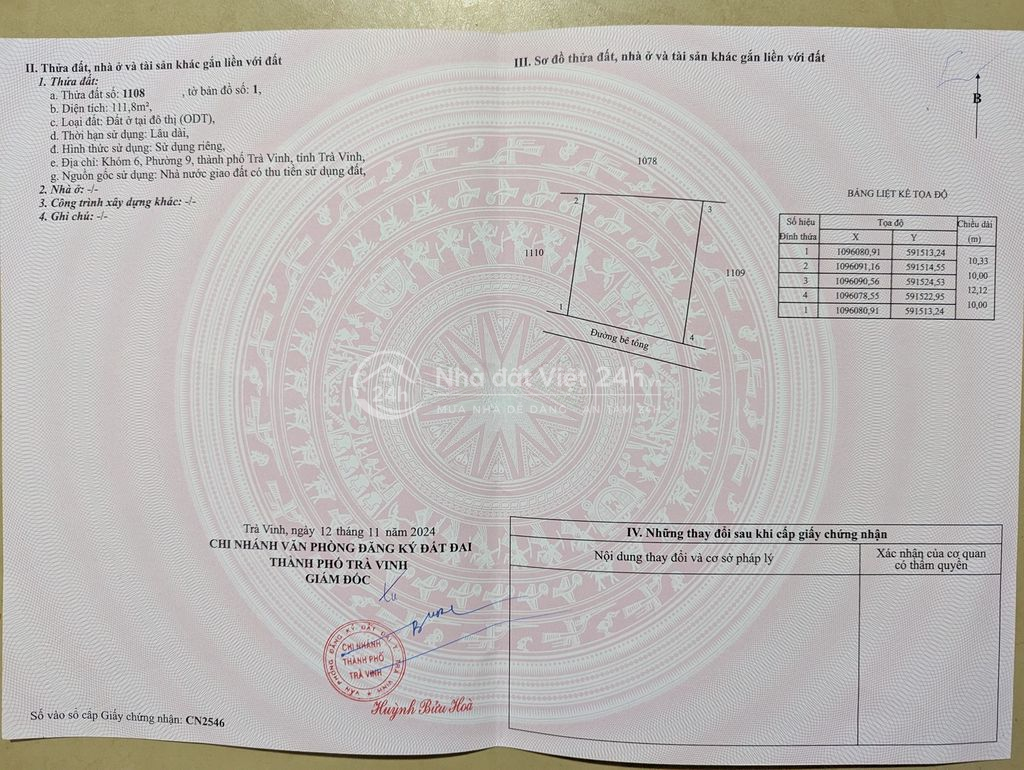 Đất thổ cư Thành phố Trà Vinh