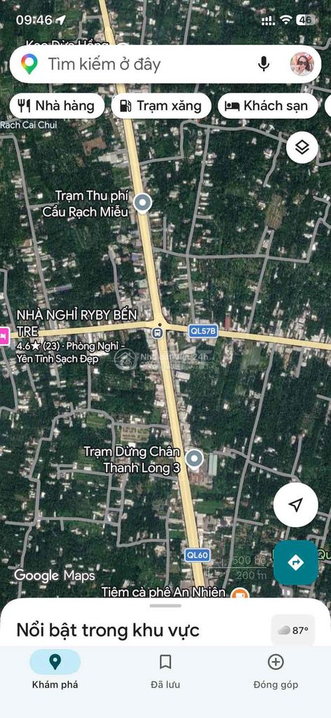 BÁN ĐẤT MẶT TIỀN QL57B 18 tỷ– BẾN TRE | GẦN TRẠM THU PHÍ CẦU RẠCH MIỄU