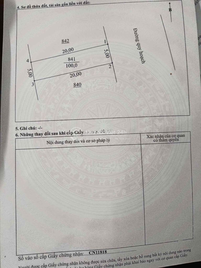 Bán đất chính chủ 100m² mặt sau Hồ Điều Hòa Quang Trung – Phổ Yên