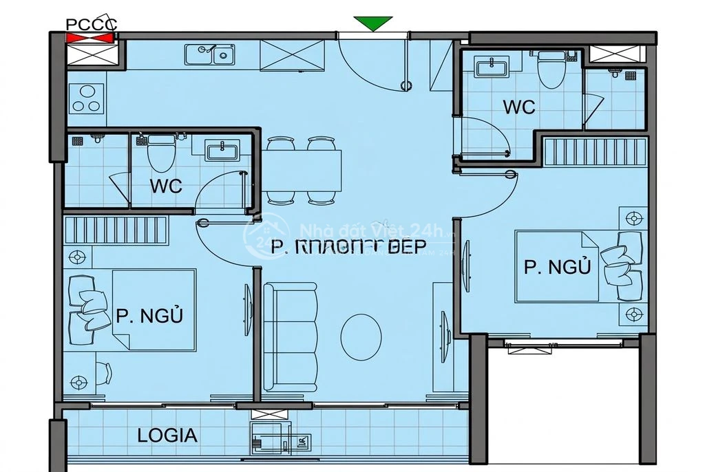 Căn mới chưa qua sử dụng, 2PN 2WC Vinhomes, 73m², ban công thoáng