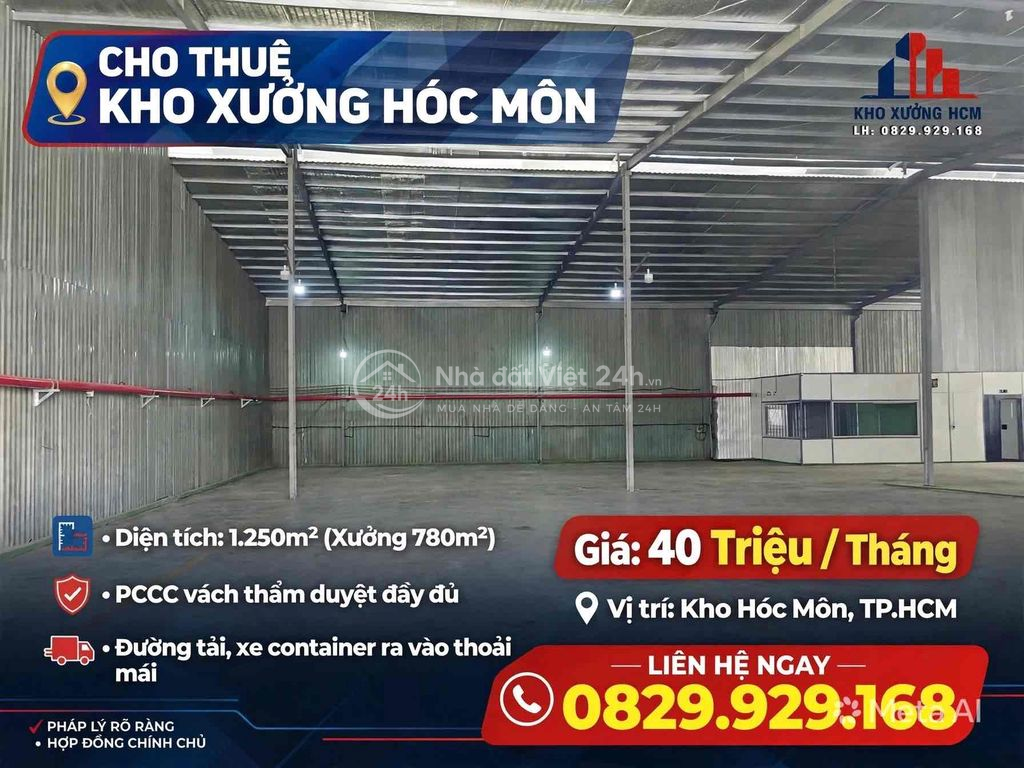Cho thuê xưởng chính chủ có Pccc vách, cont 40f