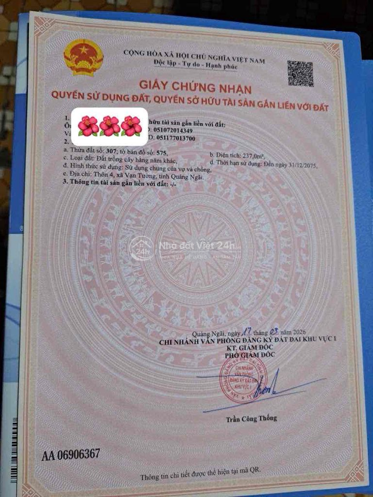 🔥379 Triệu- chính chủ bán 237m2 Đất Vạn Tường, Quảng Ngãi