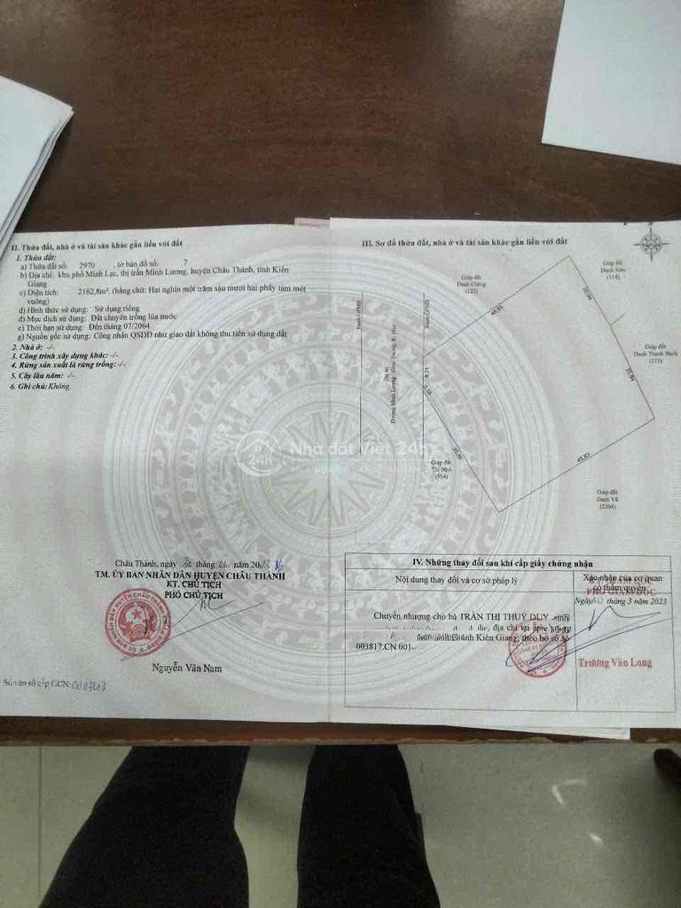 BÁN ĐẤT CHÍNH CHỦ THỊ TRẤN MINH LƯƠNG GIỤC TƯỢNG HUYỆN CHÂU THÀNH