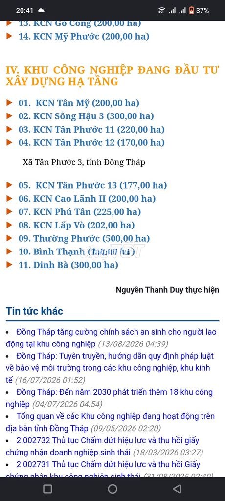 Bán đất chính chủ ngay KCN tân phước 12