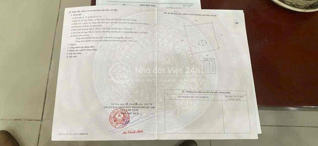 BÁN ĐẤT VƯỜN - THỔ CƯ ( EM CHÍNH CHỦ )– CỒN DU LỊCH THỚI SƠN, TP. MỸ T