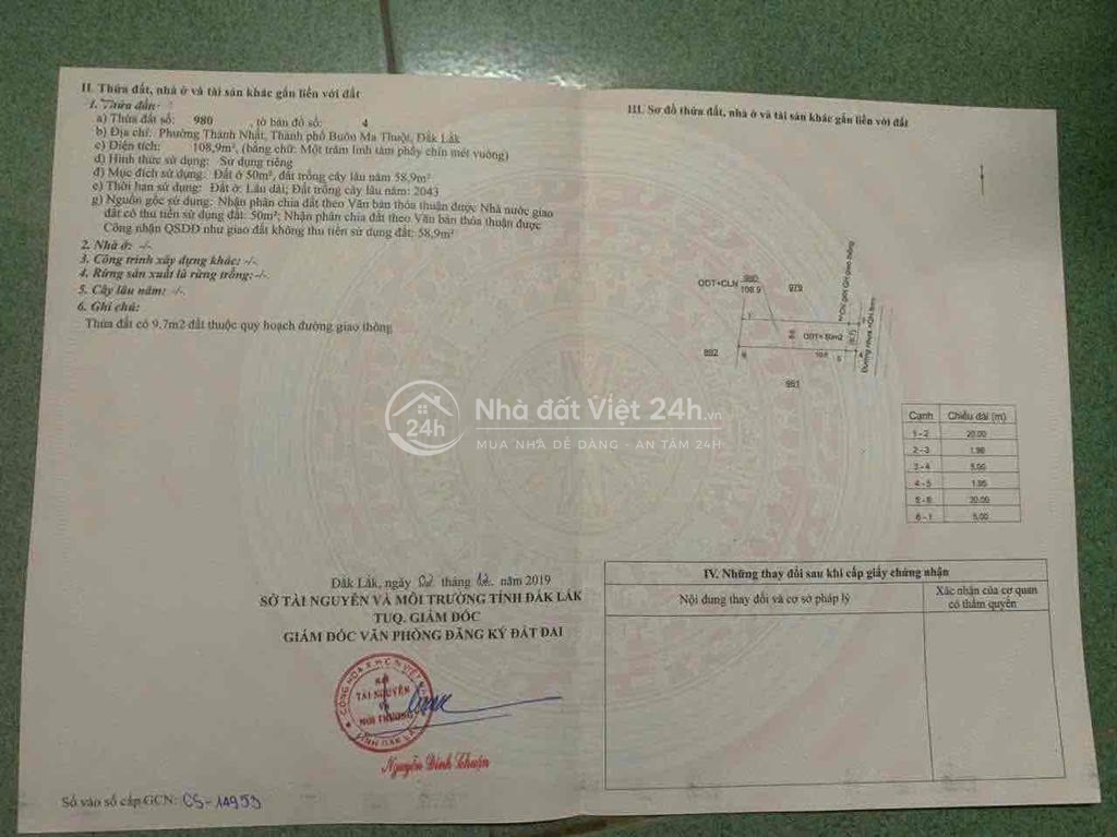 Đất TC hẻm Triệu Quang Phục gần chợ Thành Nhất 5x22 1,45 tỷ đương nhua
