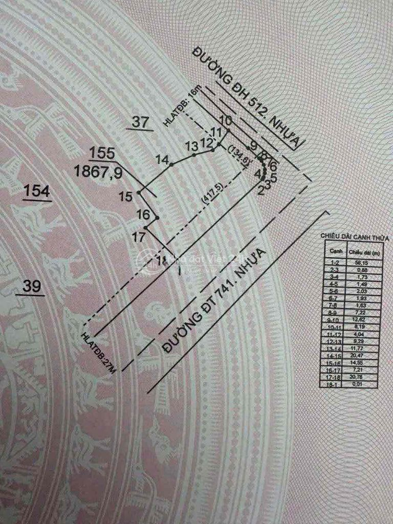 Đất 2 mặt tiền ĐT741 và DH512. Nhựa lớn 2 chiều đối diện cây xăng phướ