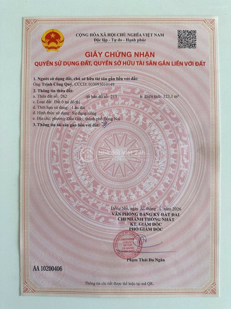 Chủ Ngộp bán gấp 890tr full thổ cư, 123m2 Mặt tiền Xuân Quế Sông Nhạn