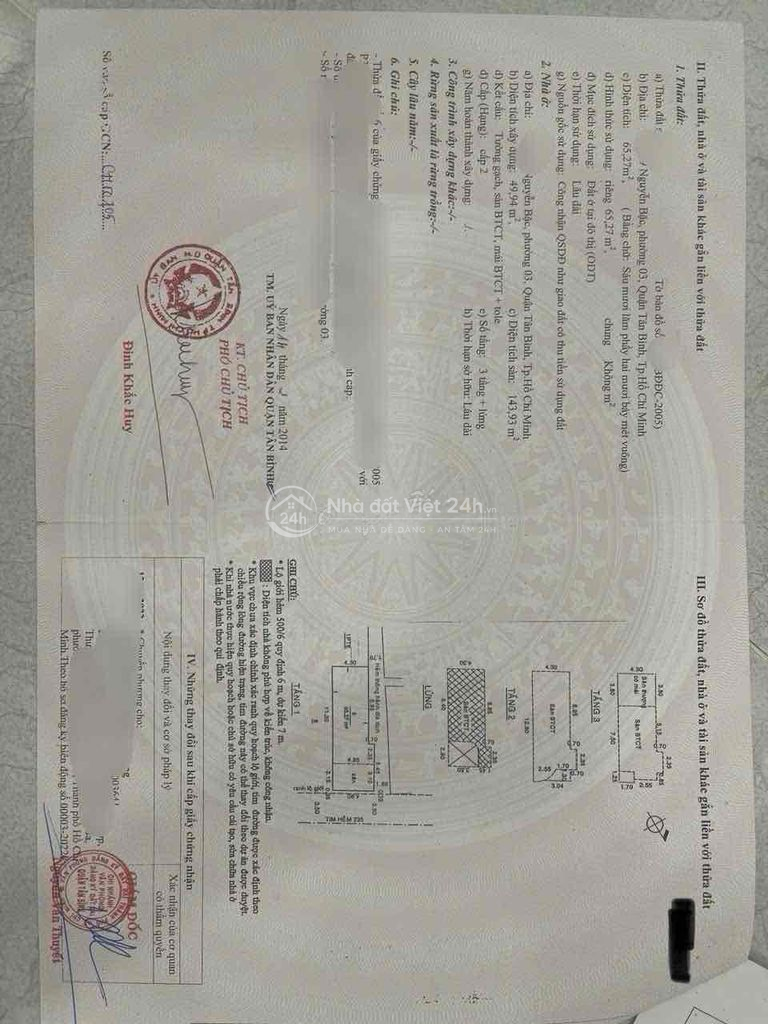 Bán nhà hẻm xe tải Nguyễn Bặc chợ Phạm Văn Hai