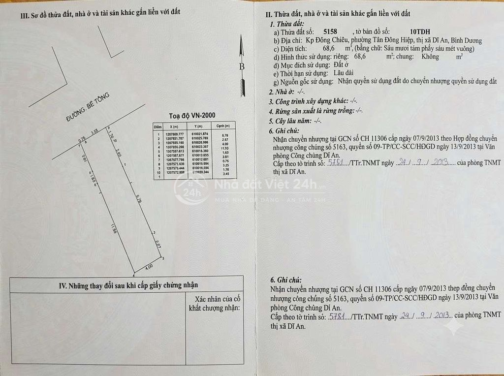 CHÍNH CHỦ) Bán đất KP Đông Chiêu 68,6M² TẠI DĨ AN