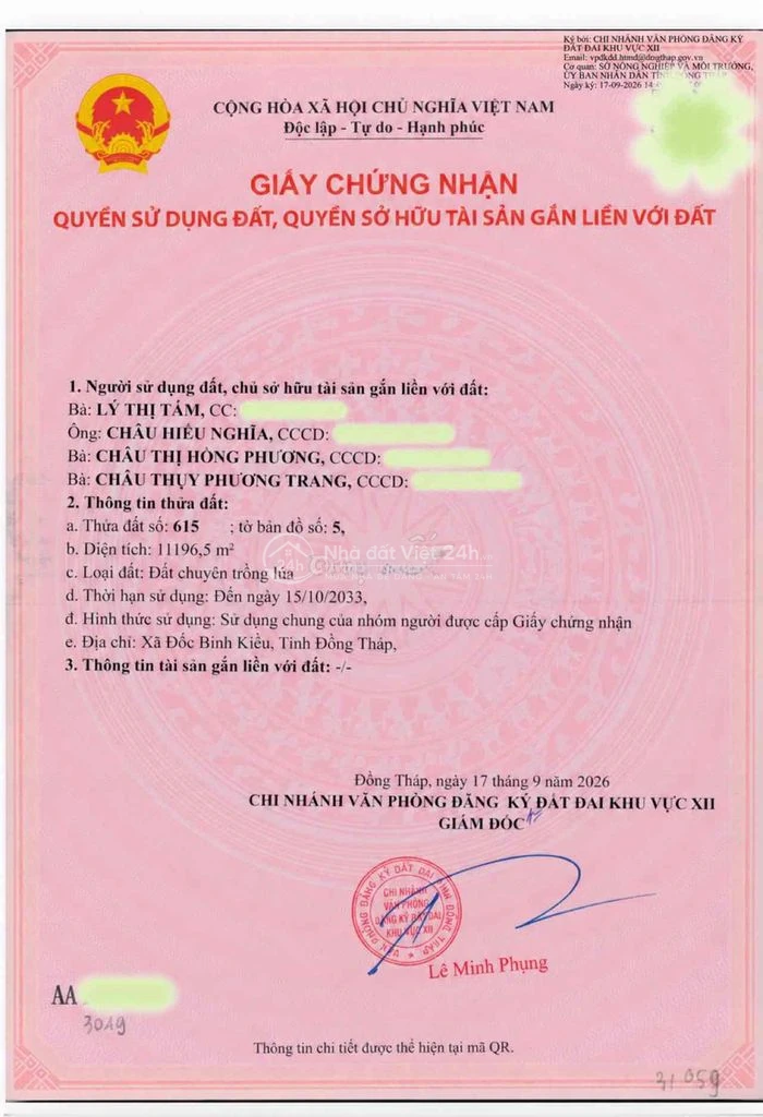 BÁN ĐẤT TRỒNG LÚA KÊNH 500 XÃ ĐỐC BINH KIỀU