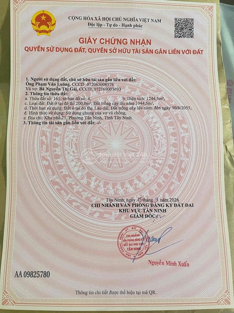 Nhà Đất phường Tân Ninh ( phường 1 cũ) ...chính chủ mua bán.