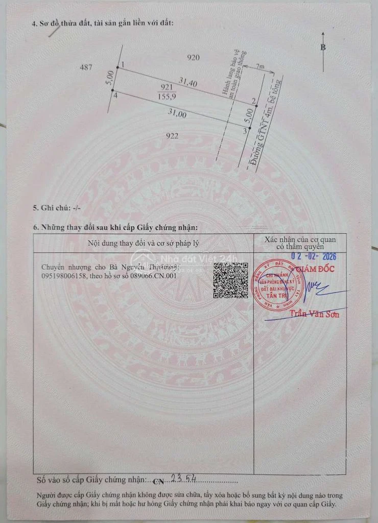 đất thổ cư 100% tại Lạc Tấn, Tân Trụ, Long An